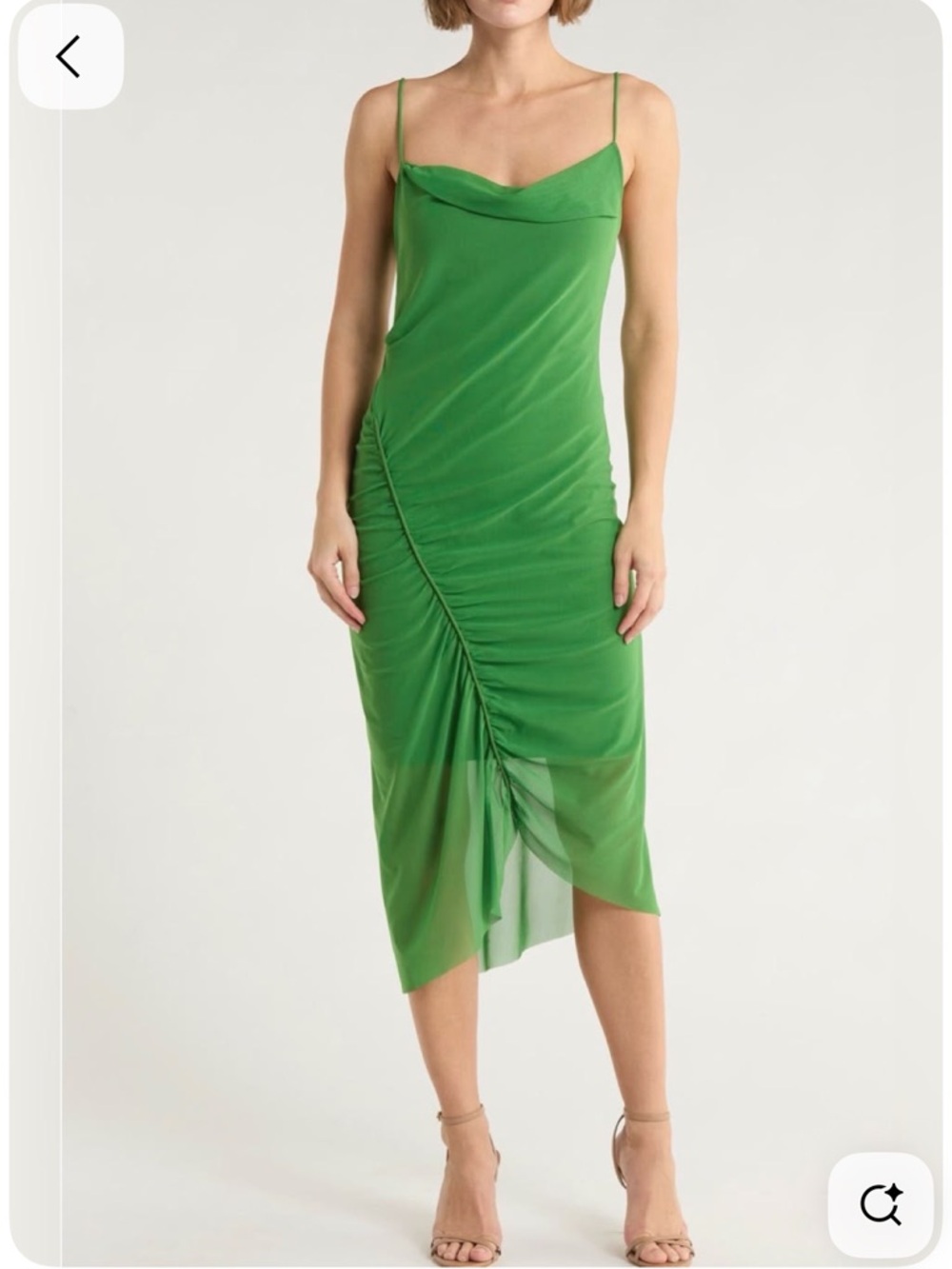 AllSaints Emerald Green Ruched Slip Maxi Dress